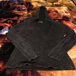 Black denim-like wash top.